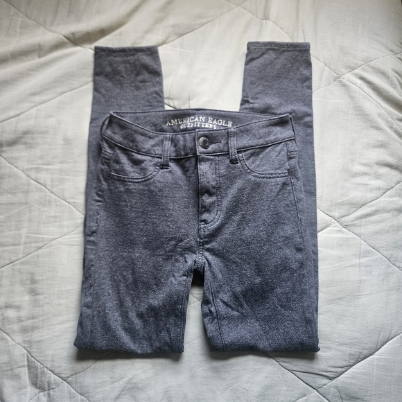 AMERICAN EAGLE Grey Knit Hi Rise Jegging Cotton Blend Low Rise 00 SHORT AE - Picture 3 of 8